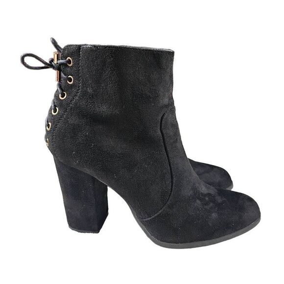 DSW Eva & Zoe Black Bootie Laced Heeled Size 11 - Picture 8 of 15